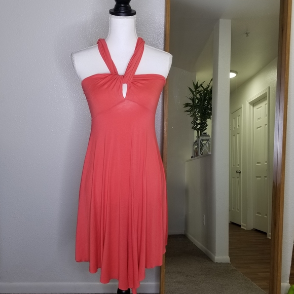 Dulce Carola Coral Halter Dress- One size fits most - Picture 1 of 11